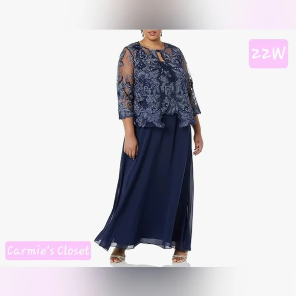 sachin and babi light blue dress Alex Evenings Embroidered Lace Mock Jacket Cocktail Dress - Plum